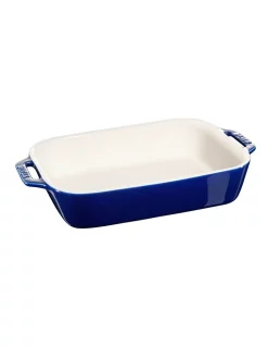 Promo 💯 Staub Rectangle Gratin Dish 27X20cm Blue 🛒
