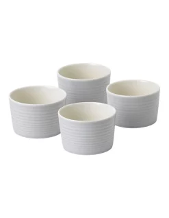 Promo π Royal Doulton Gordon Ramsay Maze 4pc Ramekin Set Light Grey π―