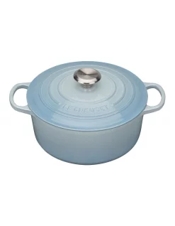 Discount 👏 Le Creuset Signature 24cm Cast Iron Round Casserole Blue 💯