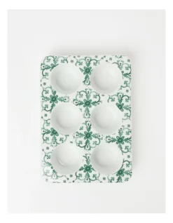 Flash Sale 🎉 Heritage Valencia Muffin Tray 6 Cup 26 X 20.5 X 4cm In White/Green 🔥