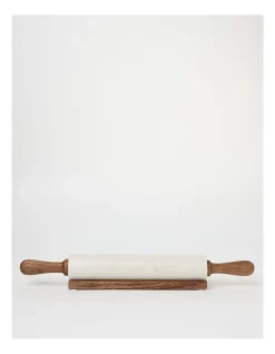 Promo ⭐ Heritage Marble And Acacia Rolling Pin With Stand 👏