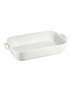 New 🧨 Staub Rectangle Gratin Dish 34X24cm White 🛒